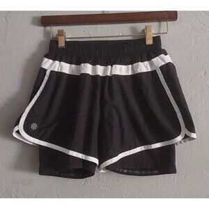 Athleta Running Shorts Womens XXS, Double Layer Black  Fitness,Elastic Waist ...